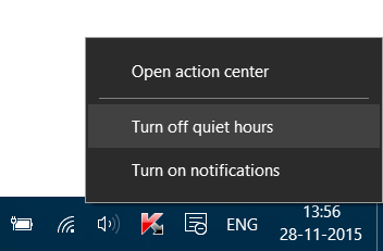 Heures calmes dans Windows 10 2