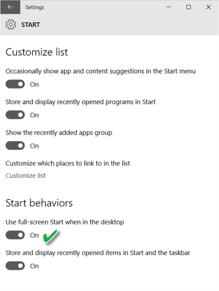 Kako koristiti izbornik Start preko cijelog zaslona u sustavu Windows 10