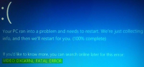 Korjaa VIDEO_DXGKRNL_FATAL_ERROR Windows 10: ssä