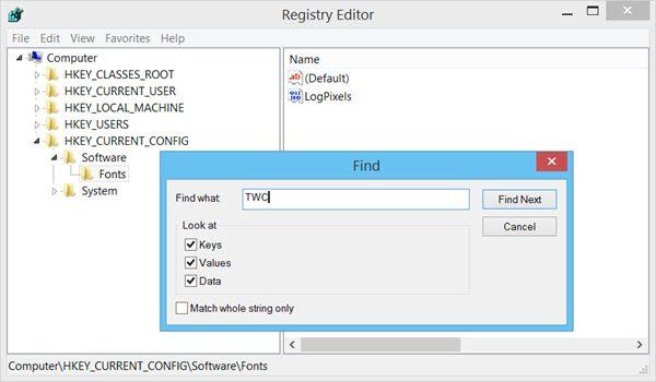 Kulcsok, értékek és beállítások keresése a Windows rendszerleíró adatbázisában