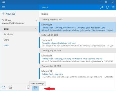 Sähköposti-ilmoitusten ottaminen käyttöön tai poistaminen käytöstä Windows 10 -sovelluksessa