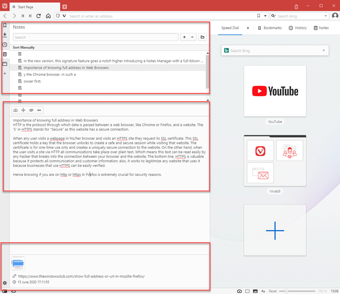 Notes Feature Browser Vivaldi