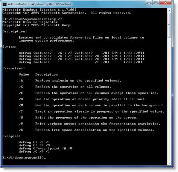 Опције дефрагментације и прекидачи командне линије у оперативном систему Виндовс 10