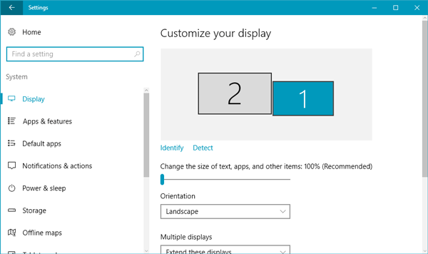 Verschillende achtergronden instellen op twee monitoren in Windows 10
