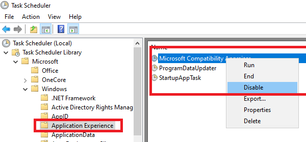 Nonaktifkan tugas Alat Penilaian Kompatibilitas Microsoft