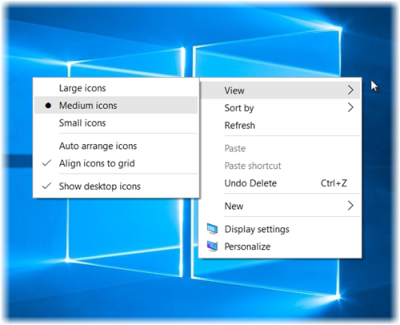 Comment modifier la taille de l'icône du bureau et afficher la vue Détails et Liste dans Windows 10