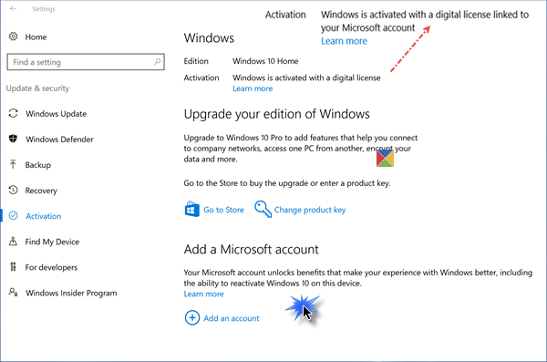 Kuinka linkittää Windows 10 -lisenssi Microsoft-tiliin
