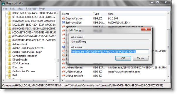 Programmide desinstallimine registri abil Windows 10-s