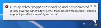 Ovladač režimu NVIDIA Kernal Mode přestal reagovat a obnovil se