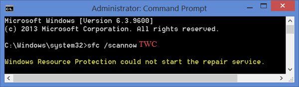 Windows Resource Protection לא הצליח להפעיל את שירות התיקונים