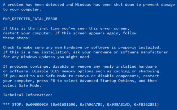 Oprava PNP DETECTED FATAL ERROR vo Windows 10