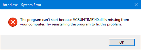 Le programme ne démarre pas car VCRUNTIME140.DLL est absent de votre ordinateur.