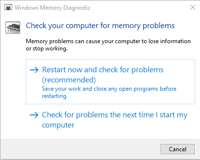 Diagnóstico de memoria de Windows