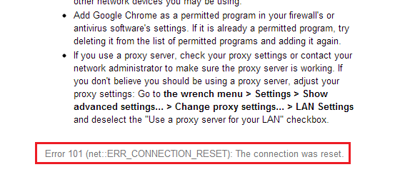 Correction de l'erreur ERR_CONNECTION_RESET dans le navigateur Chrome