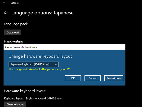 Promijenite hardversku tipkovnicu u sustavu Windows 10