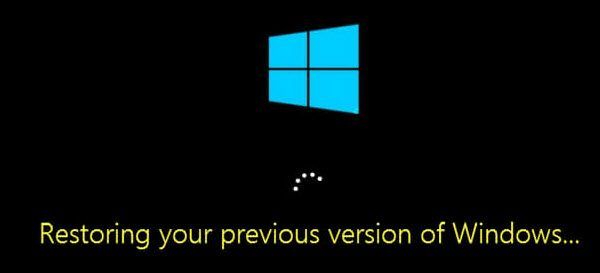 Restauration de votre version précédente de Windows - Restauration bloquée ou en boucle