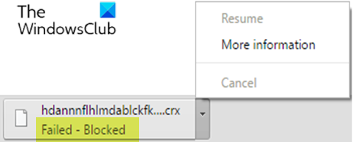 Неуспешно - блокирана грешка при изтегляне в Edge или Chrome