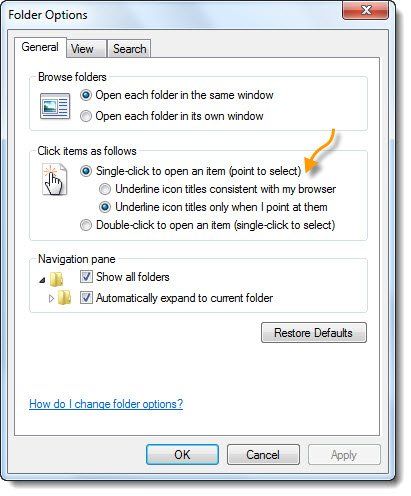 Kako odpreti elemente z enim klikom namesto z dvojnim klikom v sistemu Windows 10