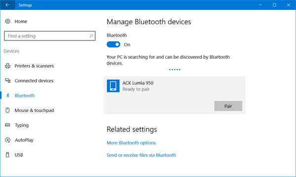 Bluetooth в Windows 10