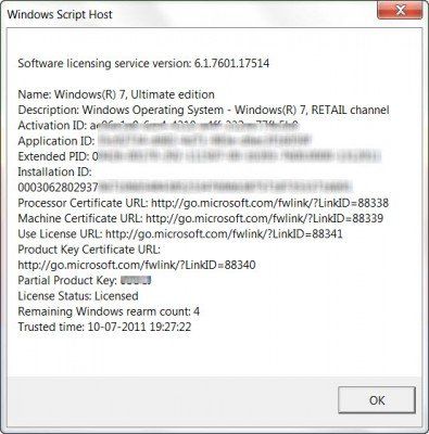 Jūsu Windows OS licencēšanas statusa un aktivizācijas ID skatīšana, izmantojot slmgr.vbs