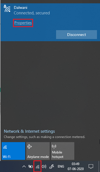 Wi-Fi võrgu turvalisuse tüübi kontrollimine Windows 10-s