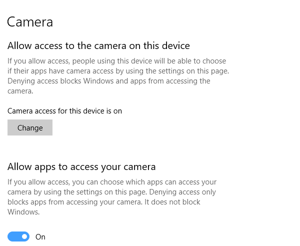 La caméra de l'ordinateur portable ne fonctionne pas sous Windows 10