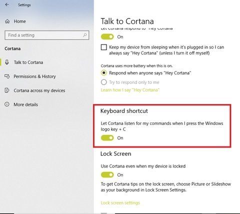 Microsoft Cortana वॉयस कमांड
