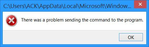Un problème est survenu lors de l'envoi de la commande au programme sous Windows 10