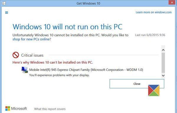 Windows 10 tidak akan berjalan pada PC ini