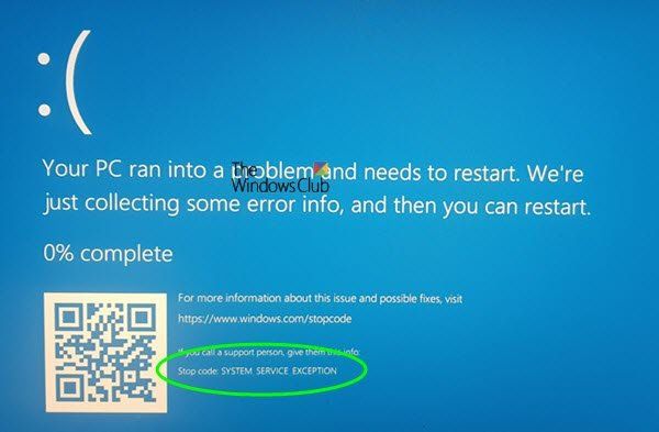 SYSTEM_SERVICE_EXCEPTION sininen ruutu Windows 10: ssä