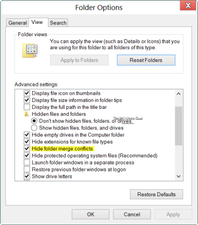 Конфликт на сливане на папки в Windows 10