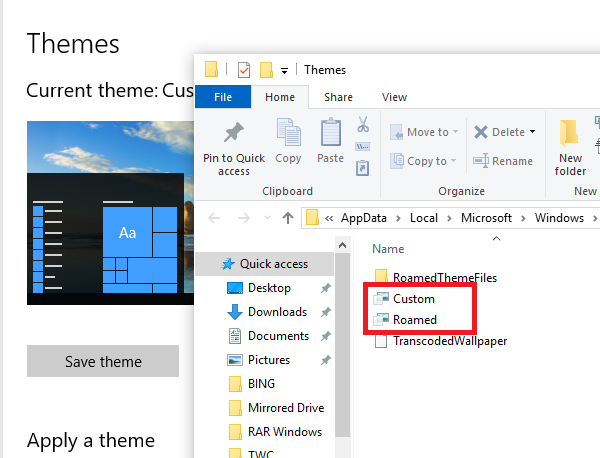 Di manakah Windows 10 menyimpan tema
