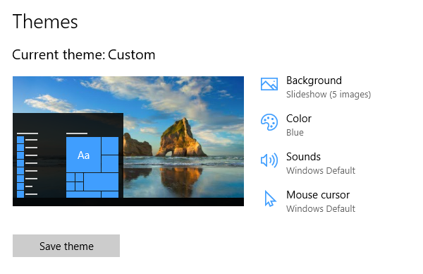 Di manakah tema disimpan dalam Windows 10?