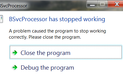 BSvcProcessor přestal fungovat