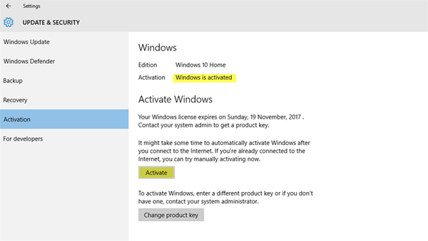 Windows 10 on aktivoitu, mutta silti pyytää aktivointia