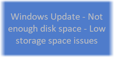 Windows Update Pas assez d'espace disque - problèmes d'espace de stockage insuffisant