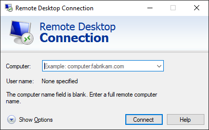 Opsi baris perintah untuk koneksi desktop jarak jauh di Windows 10