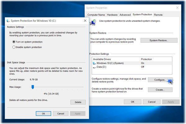 Windows 10에서 시스템 복원 지점의 빈도는 얼마입니까?