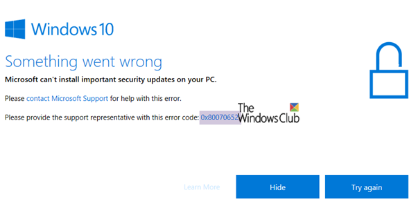إصلاح خطأ تحديث Windows 10 0x80070652