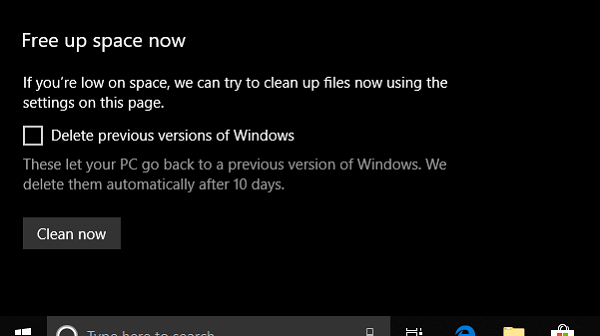 Vabastage ruumi Windows 10 Storage Sense