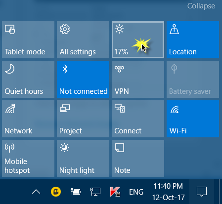 ekraani heleduse reguleerimine windows sülearvuti
