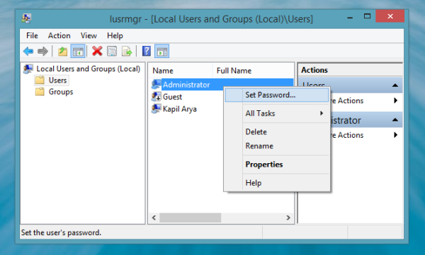 Įgalinti vietinį administratoriaus paskyrą „Windows-8.1-In-WorkGroup-Mode-2“