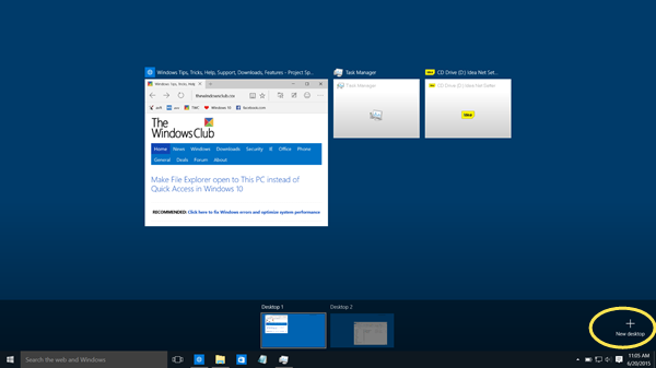 Tehtävänäkymän painikkeen poistaminen Windows 10: n tehtäväpalkista