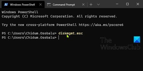 Отворете управление на дискове чрез PowerShell