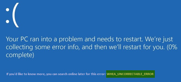 WHEA_UNCORRECTABLE_ERROR, błąd niebieskiego ekranu 0x00000124