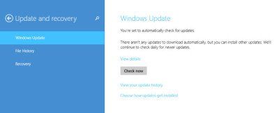 Opciones de actualización y recuperación de Windows en Windows 8.1