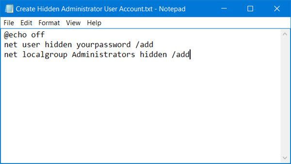Peidetud administraatori kasutajakonto loomine Windows 10-s