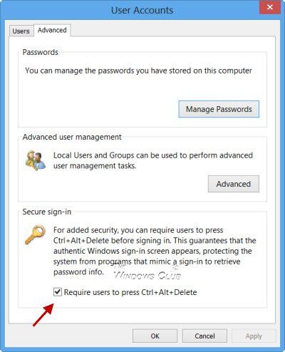Så här aktiverar eller inaktiverar du säker inloggning i Windows 10