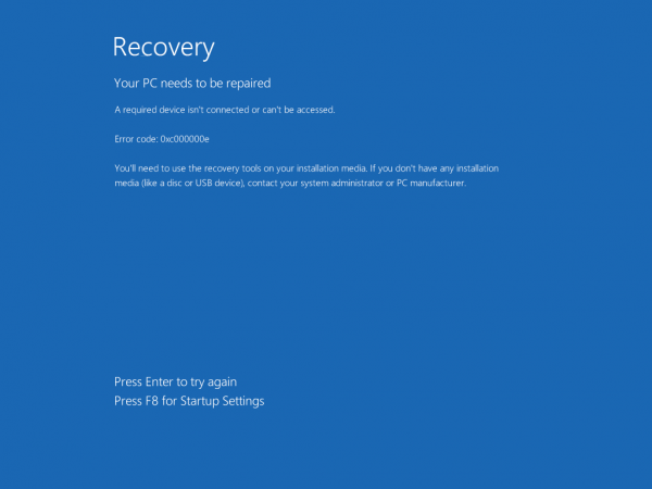 Как исправить ошибку 0xc000000e, ваш компьютер требует ремонта в Windows 10