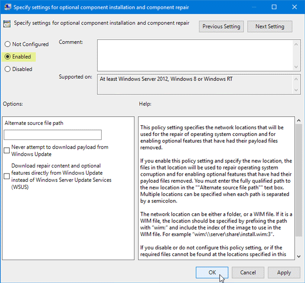 Windows no pudo completar los cambios solicitados, código de error 0x800F081F
